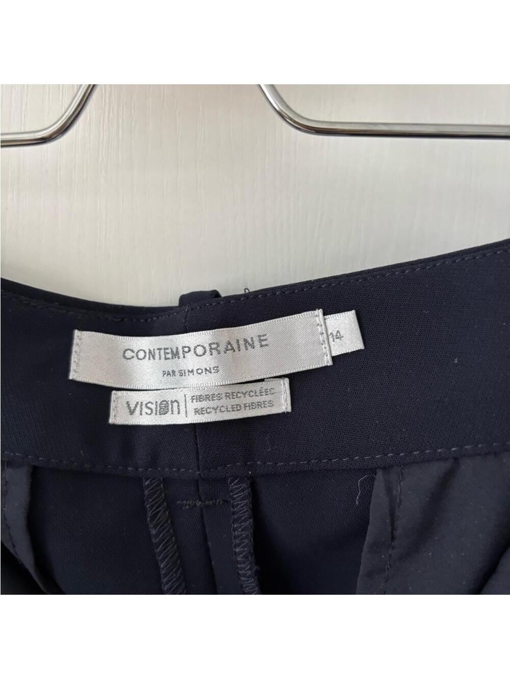 Classic Navy Tailored Trousers Women 14 High Rise Office Career Chic Minimalist - Picture 4 of 8